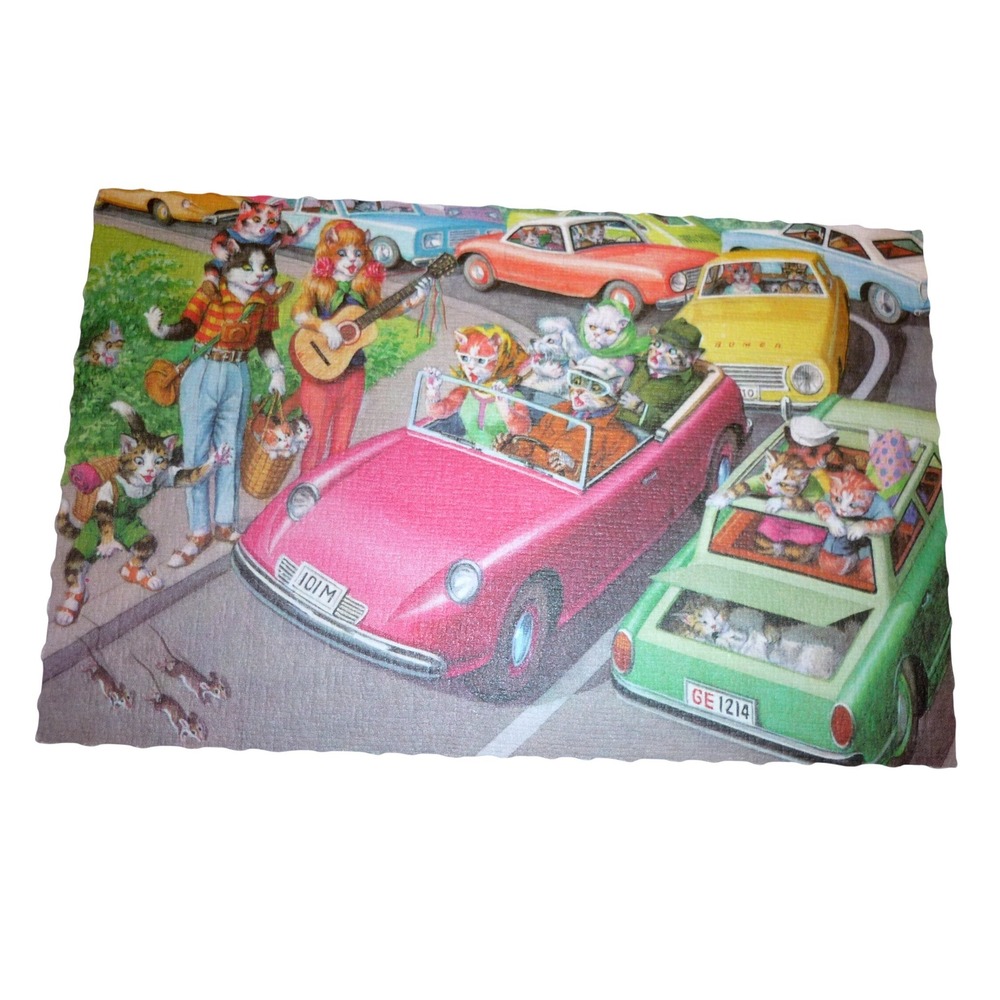 Vintage Alfred Mainzer Anthropomorphic Cats Cars Postcard 4991 Belgium Deckled‎